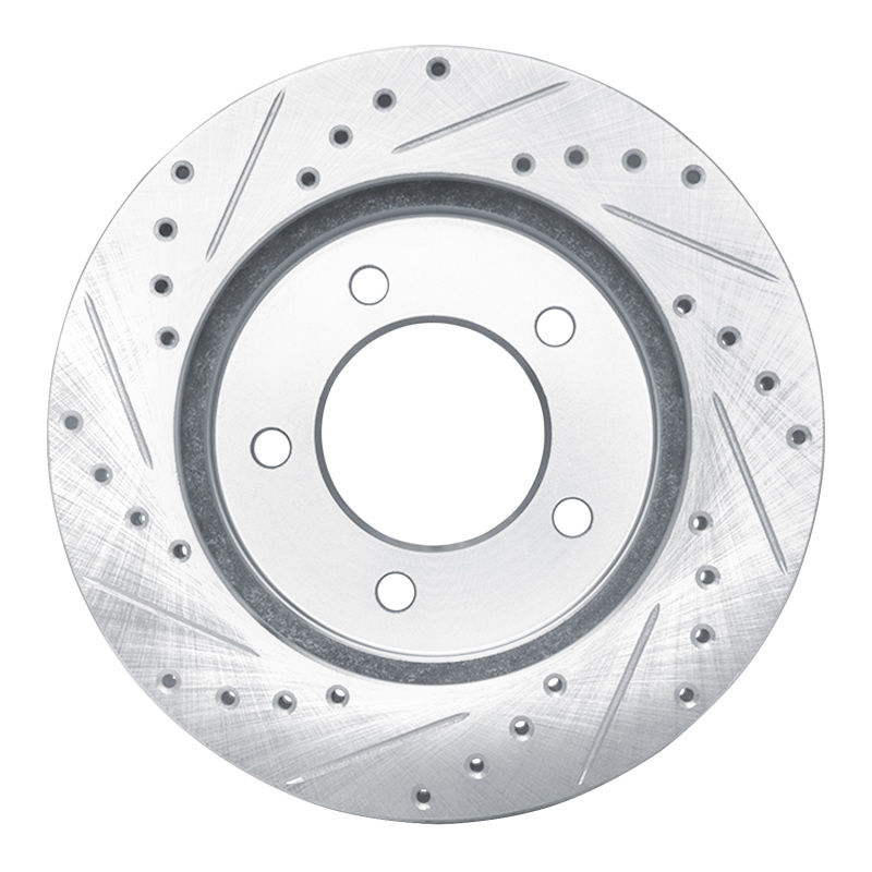 Ford Expedition Brake Rotor (1) - Front Right - R1 Concepts - Drilled & Slotted - Silver - `97-`02